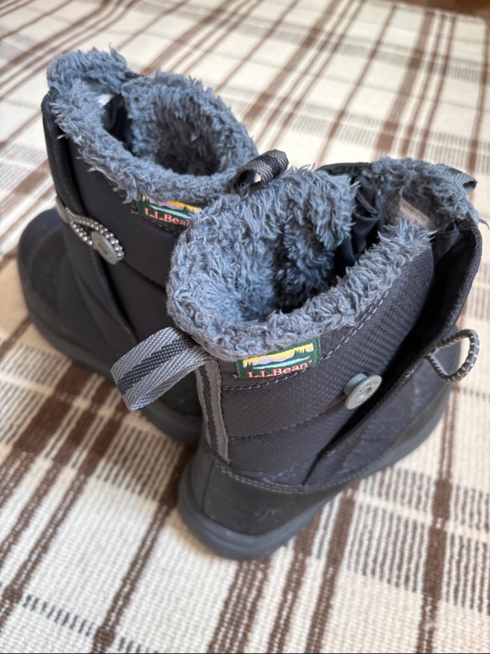 L.L. Bean Kids Gray Winter Boots with Fleece Lining